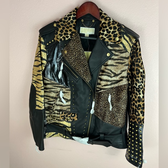Michael Kors Leather Animal Patchwork Limited Edition Jacket ✨brand new✨ - Picture 4 of 16
